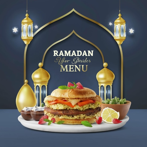 Ramadan-Essen-Menü Social-Media-Post-Vorlage-Design ai generiert