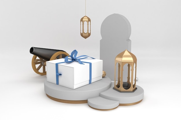 Ramadan-Geschenkbox Rechte Seite Im Weißen Hintergrund