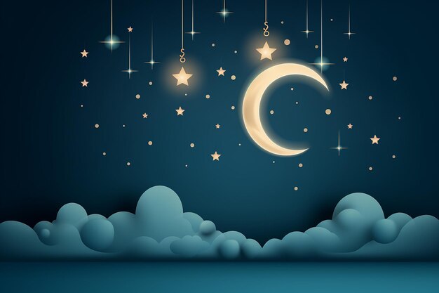 Ramadan Halbmond Mond und Stern Nacht Illustration