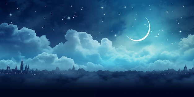 Ramadan Himmel Sterne Mond Hintergrund Landschaft