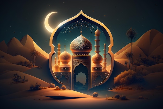 ramadan-hintergrund mit arabischer laterne und leerzeichen für textmodell