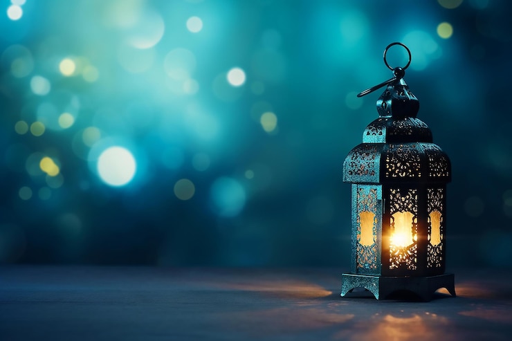 Foto ramadan-hintergrund mit bokeh-effekt textbereich kopieren generiert ai