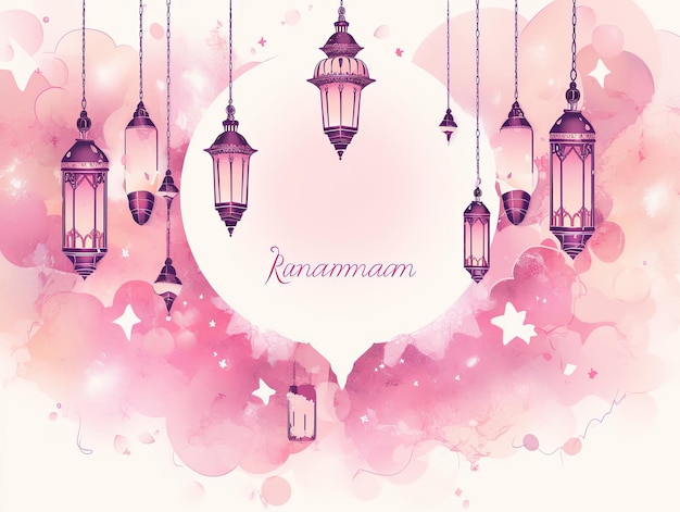 Ramadan-Hintergrund mit rosa Illustration