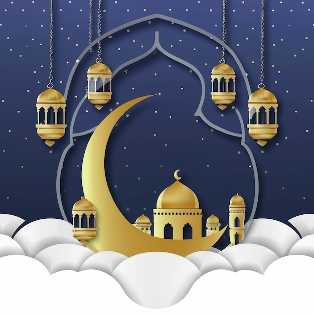 Ramadan-Hintergrund Papierkunststil