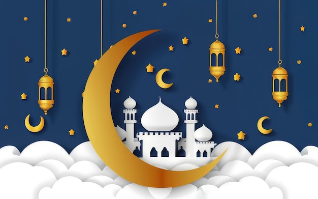 Ramadan-Hintergrund Papierkunststil