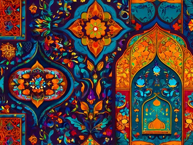 Ramadán con una impresionante escena de Eid al-Fitr con colores vibrantes