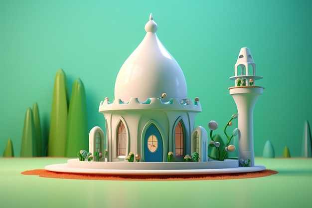 Ramadan kareem 3d render de mesquita