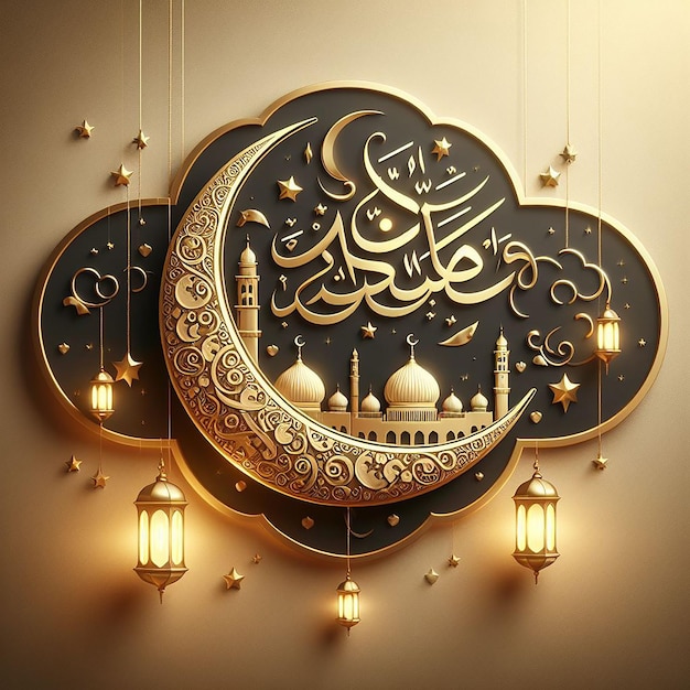 Ramadan Kareem arabische goldene Fahne