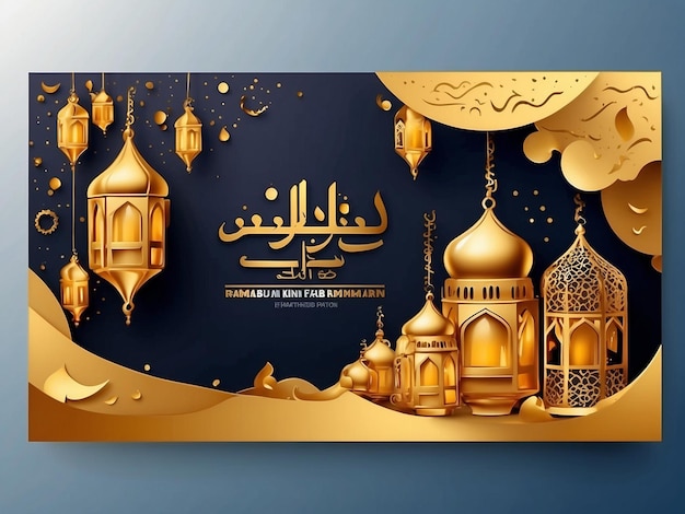 Ramadan Kareem arabisches goldenes Banner