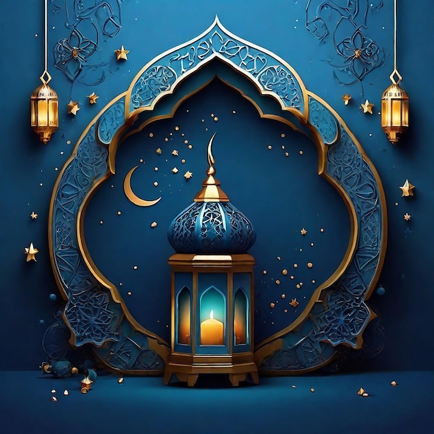 Ramadan Kareem azul de origen islámico