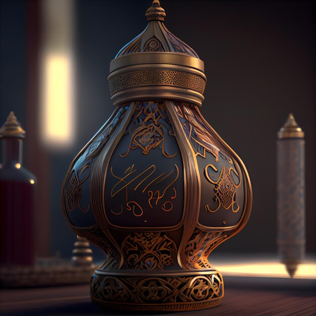 Ramadan Kareem background Lanterna árabe renderização em 3D