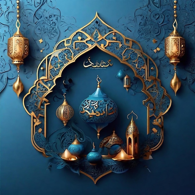 Ramadan Kareem Blau islamischer Hintergrund