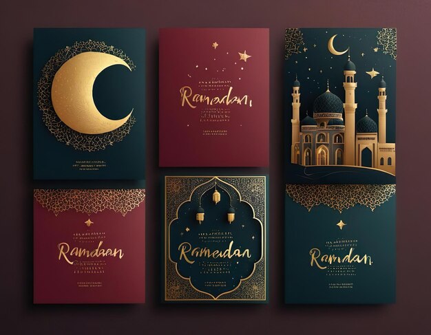 Foto ramadan kareem cartões de saudação conjunto ramadan festivais islâmicos convites modelos coleção