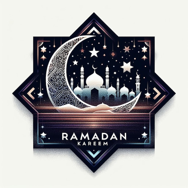 Ramadan Kareem compuesto por un motivo de cielo nocturno estrellado que refleja la noche de Ramadán