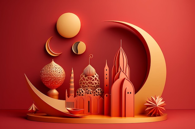 Ramadan kareem Dekoration bunten 3D-Hintergrund