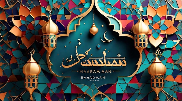 Foto ramadan kareem desenho de fundo impressionante com decoração islâmica