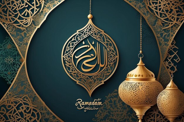 Ramadan kareem desenho de fundo islâmico com caligrafia árabe e ornamento