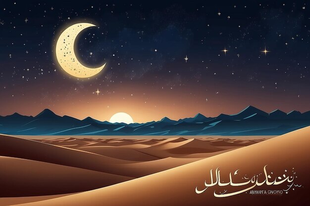 Ramadan Kareem deserto Noite paisagem texto árabe traduzir religião muçulmana Mês Santo