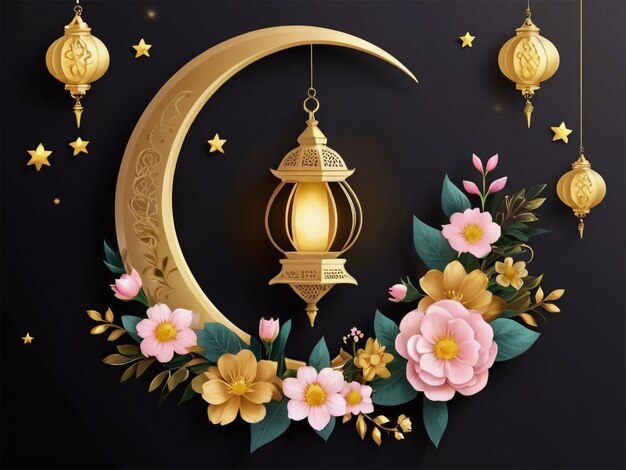 Ramadán Kareem diseño plantilla de fondo con hermosas linternas