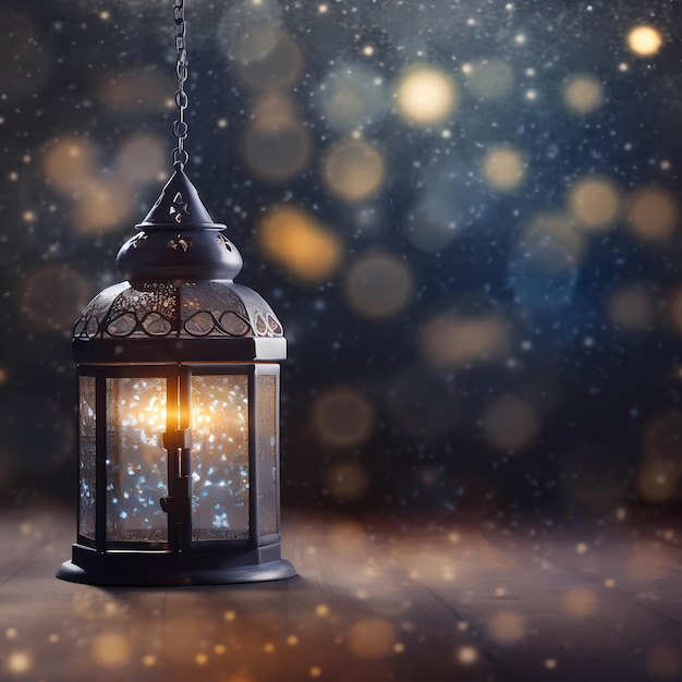 Ramadan Kareem e saudações islâmicas projetam fundo com belo efeito bokeh