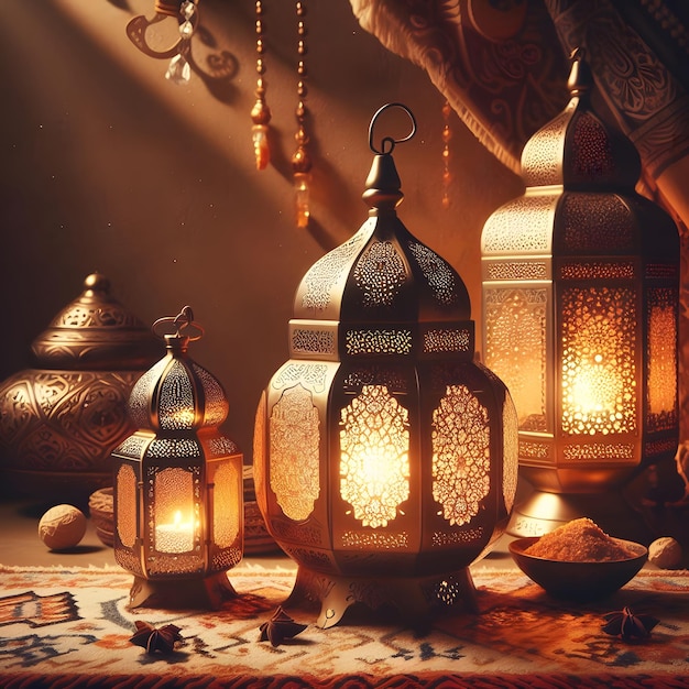 Ramadan Kareem Eid Mubarak altmodische marokkanische Lampe Hintergrund