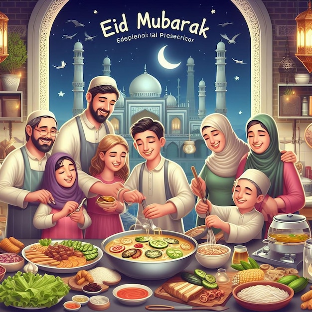 Ramadan Kareem Eid Mubarak Illustrationsvorlage ai generierte Bilder