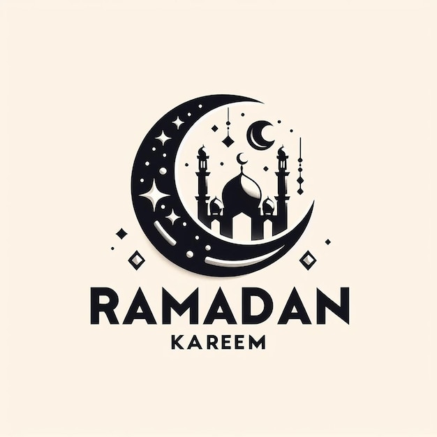 Ramadan Kareem em fonte contemporânea minimalista com amplo espaçamento para uma aparência moderna limpa