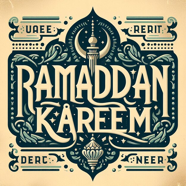 Ramadan Kareem em tipo de letra vintage que lembra sinais clássicos escritos à mão