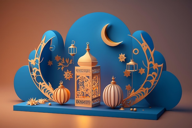 Ramadan Kareem-Feier, Dekoration 3D-Render-Illustration