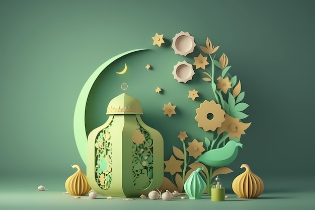 Ramadan Kareem-Feier, Dekoration 3D-Render-Illustration