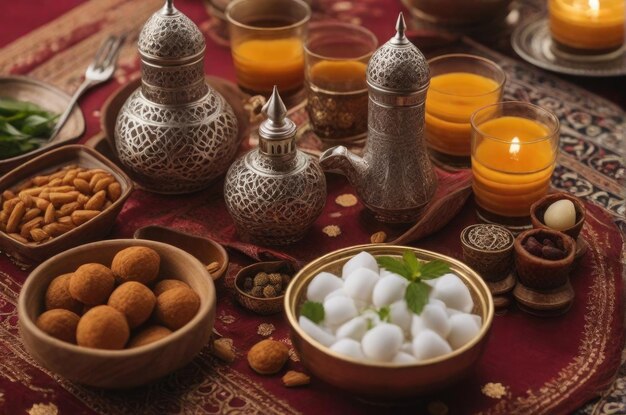 Ramadan Kareem Feier mit Laternen, generiert von Ai