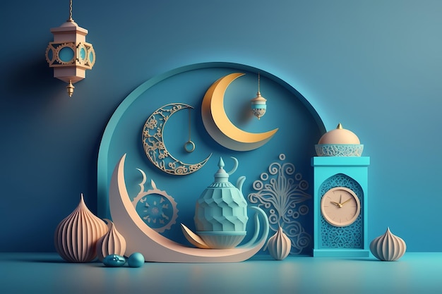 Ramadan Kareem-Feier und Dekoration, 3D-Render-Illustrationsdesign