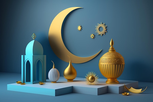 Ramadan Kareem-Feier und Dekoration, 3D-Render-Illustrationsdesign