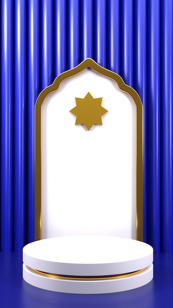 Ramadan kareem fundo com pódio e ornamento 3d