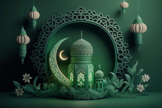 Ramadan Kareem Grußkarte Generative AI