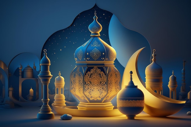 Ramadan Kareem-Grußkarte Ramadan Kareem-Hintergrund Generative AI