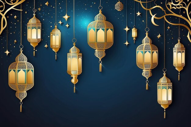 Ramadan Kareem Grußkarten Hintergrund des islamischen Kunststils