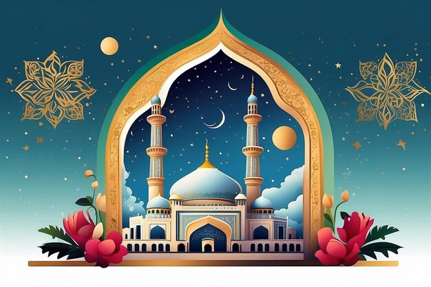 Ramadan Kareem con la hermosa media luna y la linterna en Instagram