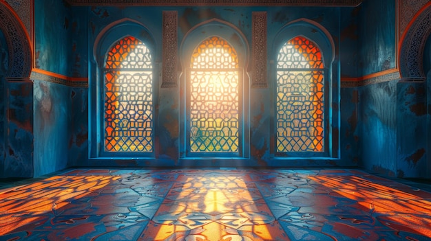 Foto ramadan kareem hintergrund fenster der moschee