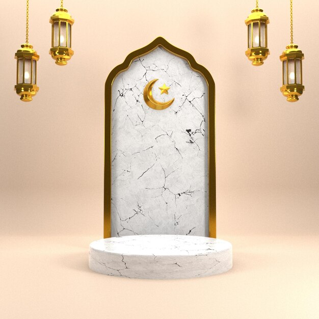 Ramadan Kareem-Hintergrund mit Podium und 3D-Ornament