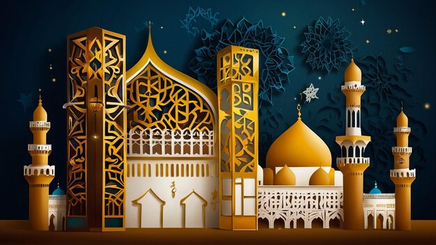 Ramadan Kareem islamisches Design mit arabischem Muster und Kalligraphie für Menü-Einladungsposter b