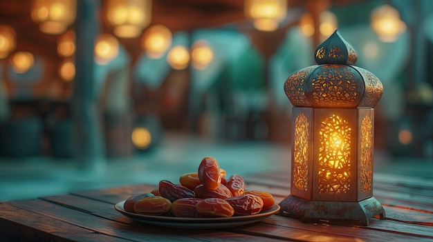 Ramadan Kareem Konzept Ramadan Kareem Grußkarte mit Daten und Laterne