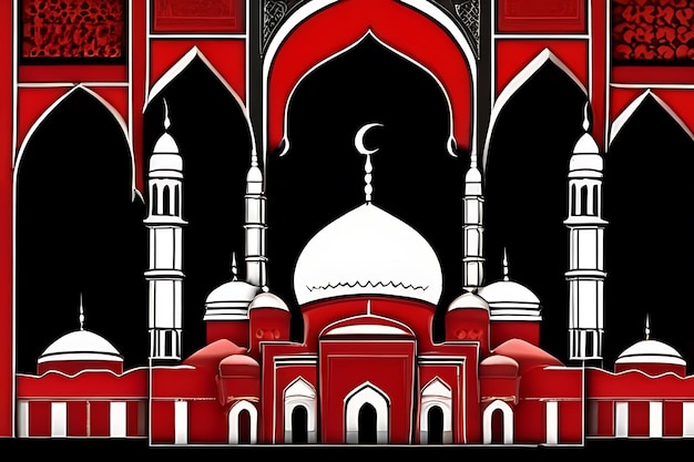 Ramadan Kareem Kunst Grüße Moschee ai generiert