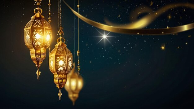 Foto ramadan kareem laterne und mond hängen