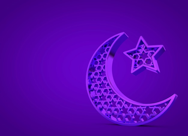 Ramadan Kareem luna y estrella 3D Rendering