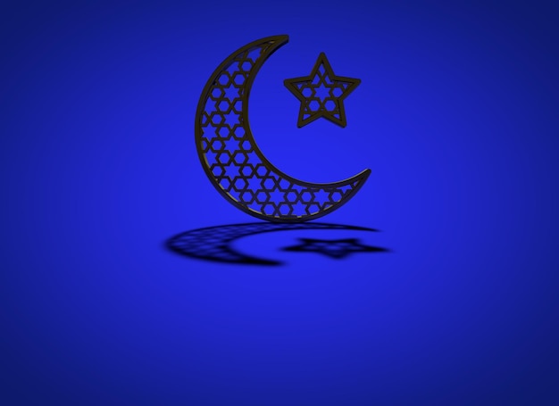 Ramadan Kareem luna y estrella 3D Rendering