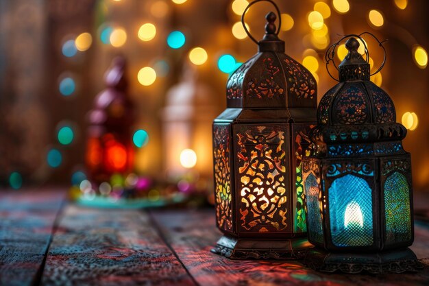 Foto ramadán kareem mes sagrado linterna del islam