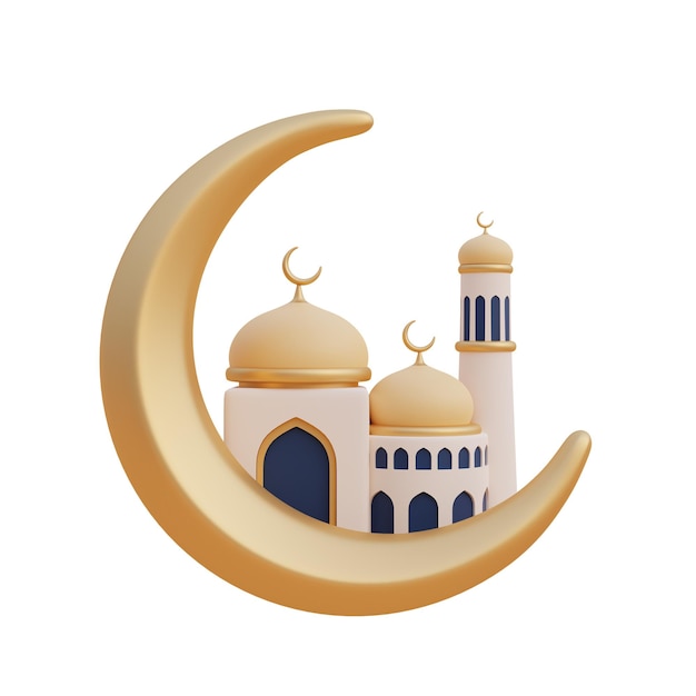 Ramadan Kareem oder Eid Al Adha Mubarak 3D-Element dekoriert für muslimisches islamisches Festival 3D-Rendering