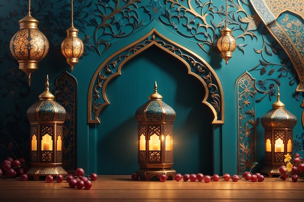 Ramadan Kareem Poster oder Einladungsdesign mit islamischem Hintergrund