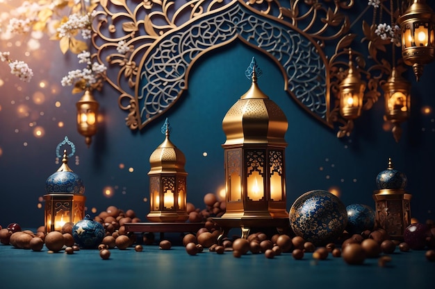 Ramadan Kareem Poster oder Einladungsdesign mit islamischem Hintergrund